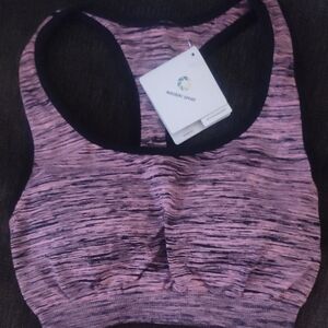 Nikibiki Heathered Pink and Black Sports Bra